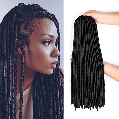 Yrenrea Hair faux locs 18 inch crochet Braids Hair Extension Synthetic Kanekalon 6packs/lot 24 Strands 1B Black (18inch 1B (6packs))
