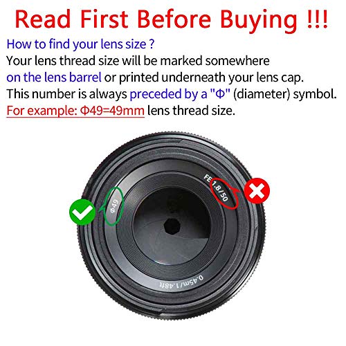 49mm Snap-on Lens Cap Cover with Keeper for Sony E-Mount FE 50mm f/1.8,E 55-210mm f/4.5-6.3 Lens,E 35mm f/1.8,E 20mm f/2.8 Lens for Sony Alpha a6500 a6400 a6300 a6000,ULBTER Center Pinch Lens Cover