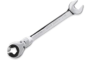 LOSCHEN】1PCS 7/16 Open Flex-Head Ratcheting Wrench, SAE Ratcheting Spanner with 72 Teeth, Chrome Vanadium Steel Tubing Ratchet Spanner