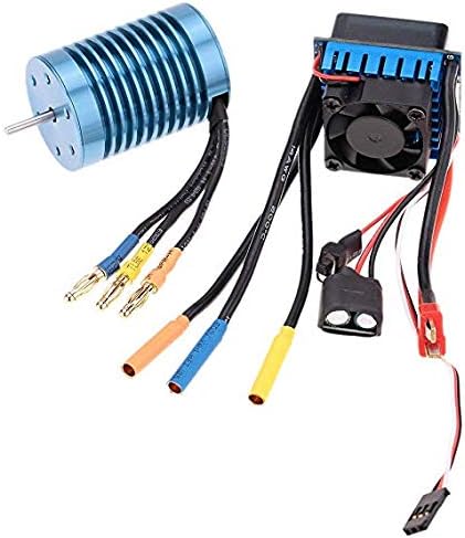 FastWin 3650 4370KV 4P Sensorless Brushless Motor with 45A Brushless ESC（Electric Speed Controller） for 1/10 RC Off-Road Car (3650 4370KV+45A)