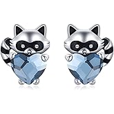 JUSTKIDSTOY Hypoallergenic Earrings Sterling Silver Crystal Cute Animal Studs Earrings for Sensitive Ears Birthday Gifts for Women Girls