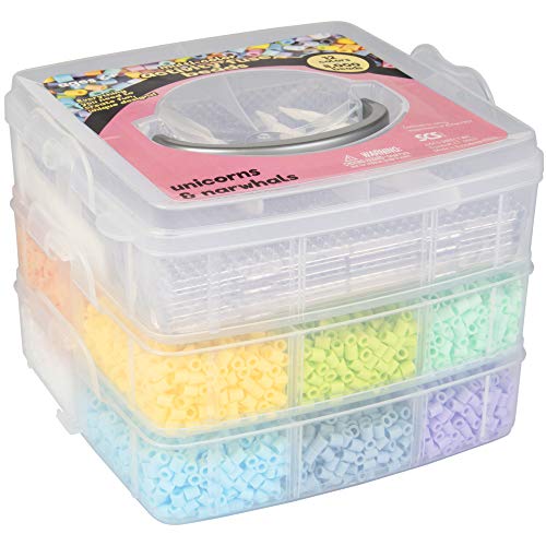 8 000pc Fuse Bead Unicorn And Narwhal Super Kit 12 Colors 8 Animal Templates 4 Peg Boards Tweezers Ironing Paper Case Works With Perler Beads Pixel Art Project Pricepulse