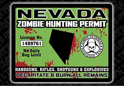 "Nevada Zombie Hunting Permit" Funny Bumper or Window Sticker