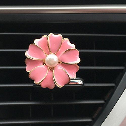 Boddenly Multiflora Flower Daisy Air Outlet Fragrant Perfume Clip Air Freshener Diffuser Car Decor (Pink)
