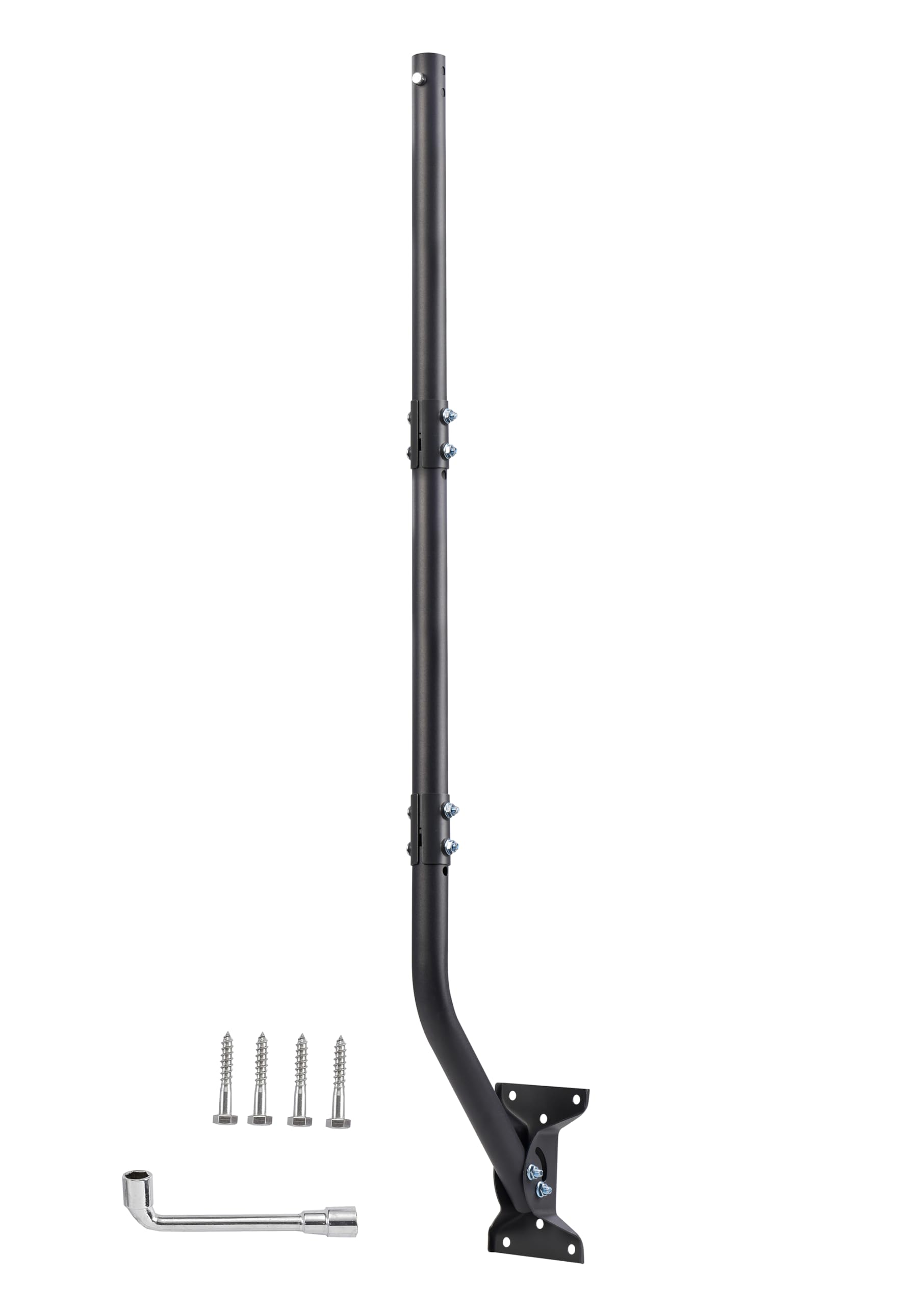 CEKAY Universal Antenna Mounting Pole 1.5" Dia x 51" L, Heavy Duty J Mount for Starlink, Weather Station & All Types of Antennas, Adjustable Pivot Lock Bracket for Wall, Eave & Roof