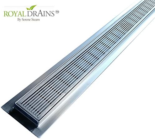 Royal Linear Shower Drains - Linear Wedge - stainless steel Luxurious line by Serene Steam include Hair Trap (16 Inch, Brushed Nickel)