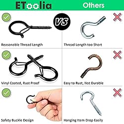 Etoolia 24 Pcs Q Hooks for Outdoor String