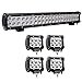 Lumitek 20inch 126W LED Light Bar Spot Flood Combo Light With 4PCS 18W Flood Led Light Pods for Pickup Jeep Trucks SUV UTV Tanks Van Camper ATV 4WD