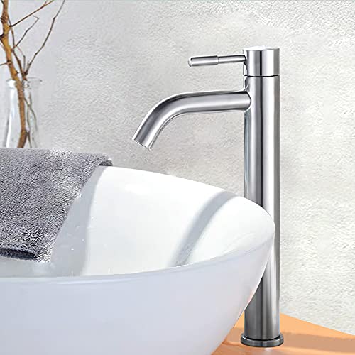 SOLVEX Mezcladora Monomando para Lavabo, Grifo para Lavabo de Baño, Mezcladora para Lavabo de Baño, Llaves para Lavabo Baño Acero Inoxidable con Líneas de Suministro, Acabado Satinado, SP-10022