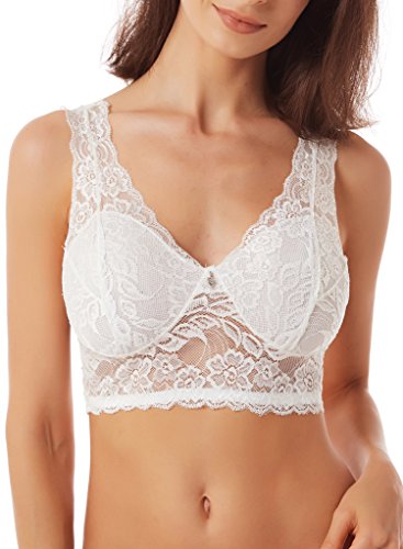 Womens Wirefree Lace Sleep Bra XX-Large White