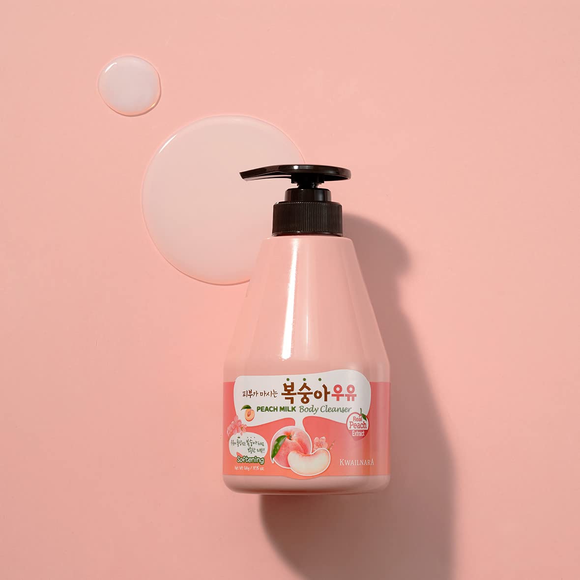 Kwailnara Peach Milk Body Wash – Korean Body Wash with Peach Extract for Clear and Bright Skin 560 g / 19.75 oz.