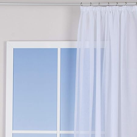 SCHÖNER LEBEN. Fertiggardine Schal mit Kräuselband Voile weiß 140x245cm