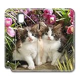 Samsung Note 3 Case, Note 3 Cover - Kitten Cat In Backyard Scene Brain114 Samsung Note 3 Premium Leather Case