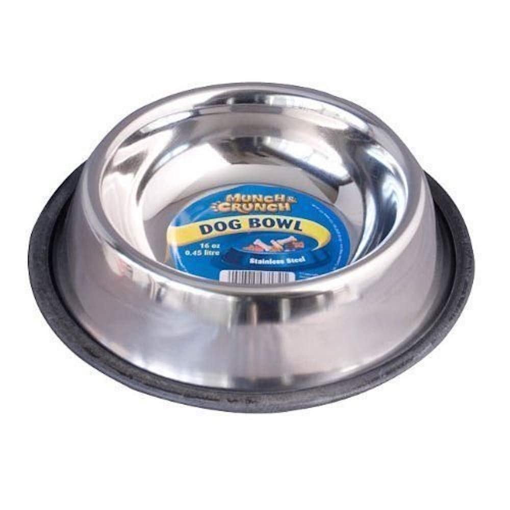 Munch & Crunch Anti-Skid Dog Bowl - Stainless Steel (450ml)