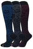 Ladies 3 Pair Pack Compression Socks (Damask Floral)