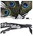 Coxeer Masquerade Mask Halloween Mask with Peacock Feather Black Party Mask