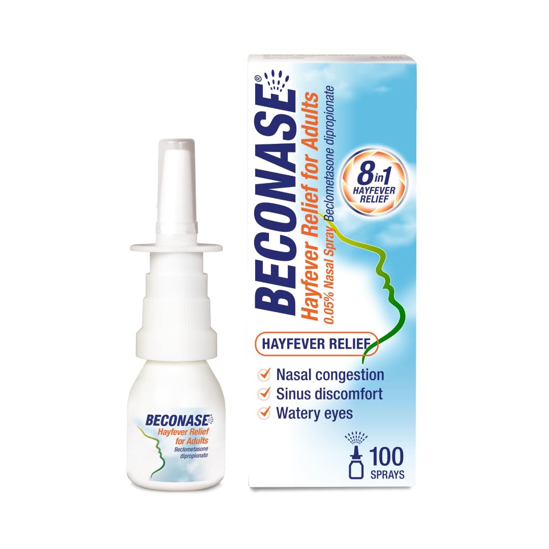Beconase 8 in 1 Hayfever Relief Nasal Spray (100 Spray Bottle) - Long Lasting Effective Relief from Hayfever - Portable and Lasts Up to 24 Hours When Used Twice a Day - Non Drowsy
