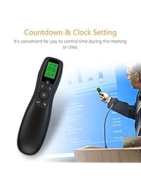 Mando a distancia de presentación con láser verde láser, puntero inalámbrico para presentación, pantalla LCD con temporizador recargable PPT PowerPoint Clicker para profesor de oficina