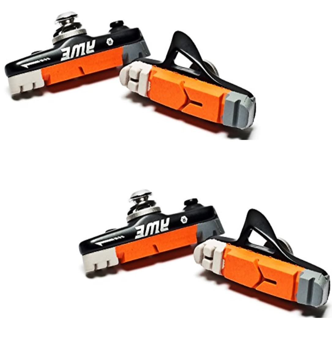AWE X 2 Pairs 55mm Black Cassette Road Brake Pads Grey/Orange/White
