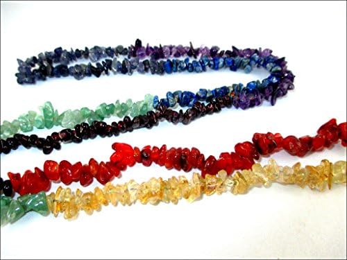 HiJet Seven Chakra Chips Mala Strand for Negative Ions Provider Chakra Stretch Balancing Positive Energy Aura Gift Easter Metaphysical Peace Divine Spiritual Love Harmony Luck