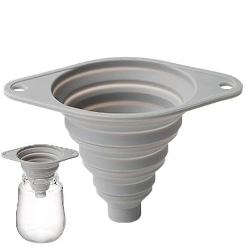 Collapsible Silicone Funnel – Durable Wide Mouth Kitchen Funnel for Easy Liquid or Powder Transfer, Bottle Filling, Cooking, Baking, and Food Prep – Space Saving Foldable Design