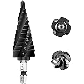 SALI Step Drill Bits Set 3/16"-7/8",12 Sizes HSS M35 Four Spiral Flute Nano Blue Coated Cobalt Step Drill Bits Hole Expander 