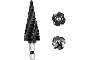 SALI Step Drill Bits Set 3/16"-7/8",12 Sizes HSS M35 Four Spiral Flute Nano Blue Coated Cobalt Step Drill Bits Hole Expander 