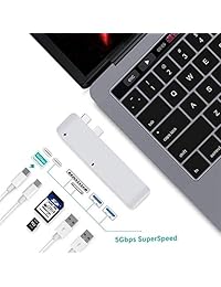 Marialove USB C Hub, 6 en 1 tipo C adaptador, compatible con MacBook Air 2018, Apple MacBook Pro 2018, 2017, 2016, 40 Gbps, 2 puertos USB 3.0, 1 puerto USB 3.1, lector de tarjetas SD Micro