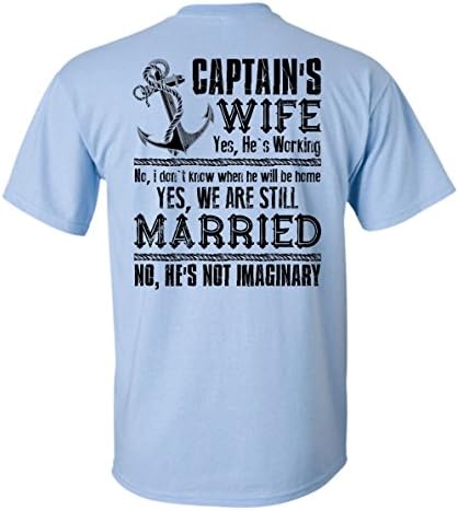 Captain's Wife T Shirt, I Love Husband T Shirt Unisex (XXL,Light Blue)