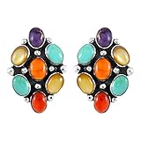 Turquoise Earrings in Sterling Silver 925 & Genuine Turquoise