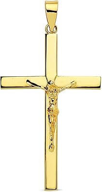 Colgante Cruz Crucifijo Oro 18k Cristo 35mm Palo Liso Plano Rectangular Unisex Amazon Es Joyeria