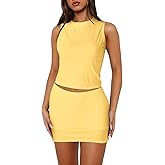 Skirt Sets Women 2 Piece Outfits - Sexy Two Pc Sleeveless Tank Crop Top Bodycon Mini Skirts Suits Dresses