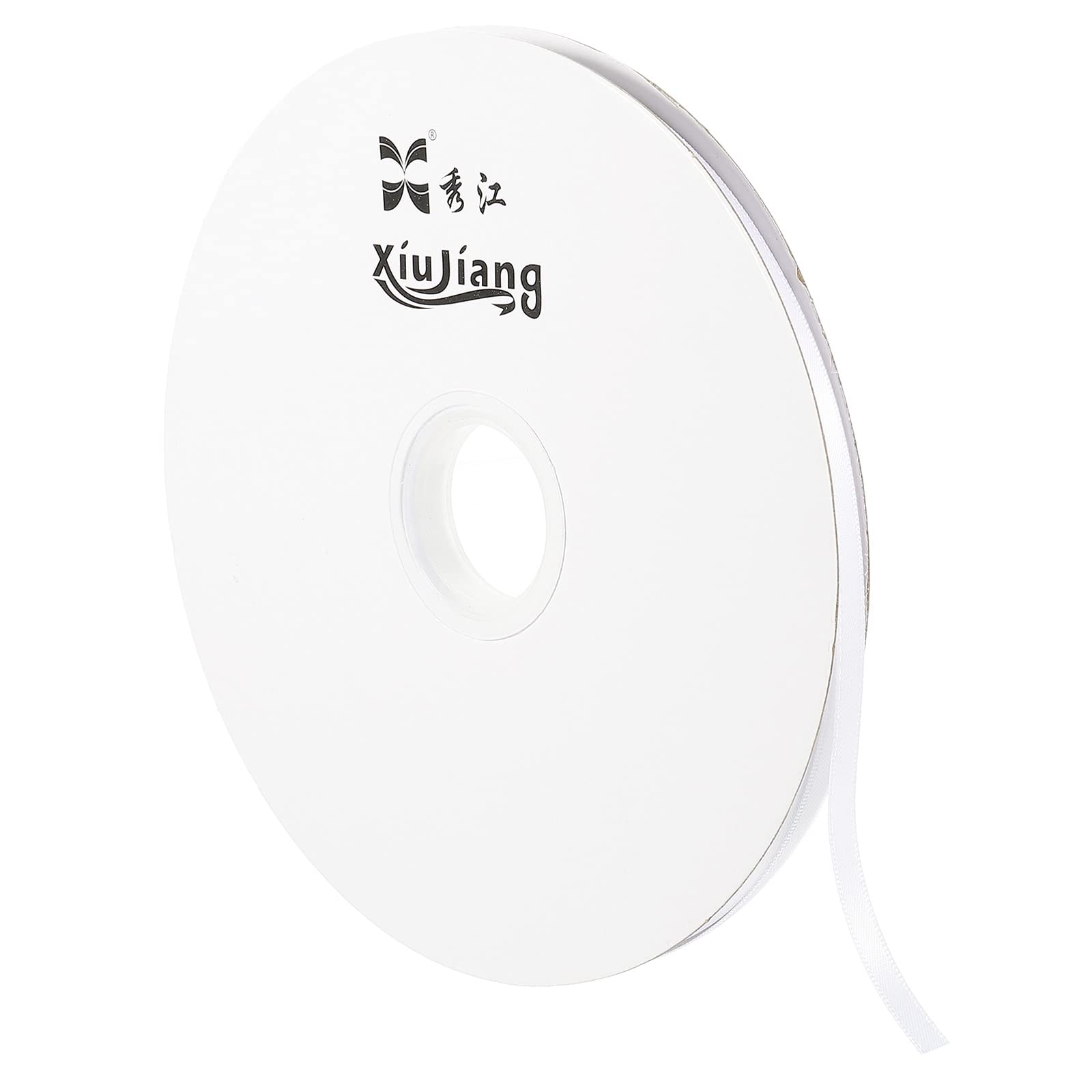 PATIKIL 0.28 Inch Wide 100 Yards Satin Ribbon, Double Face Solid Crafts Roll for Party Home DIY Wrapping Decoration Bleach White