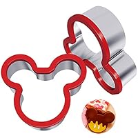 Hibery 2 Pack Mickey Mouse Cookie Cutter, Stainless Steel Sandwich Cutter, Food Grade Mickey Cookie Cutters, Sandwich Cutters for Kids Suitable for Cakes and Cookie