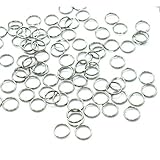 HUELE 10mm Stianless steel Split Ring Chain Part for Connecting Lobster Clasp, Charms, Links and Other Jewelry, 200Pcs