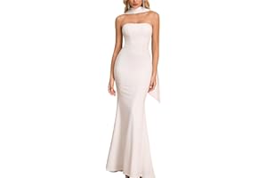 GLNEGE Women's Bodycon Formal Wedding Guest Maxi Dresses with Scarf Summer Strapless Elegant Cocktail Party Dress 2025