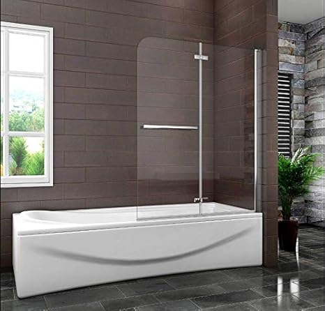 Mampara de Bañera Plegable con Bisagra Cristal Antical 6mm 100x140cm