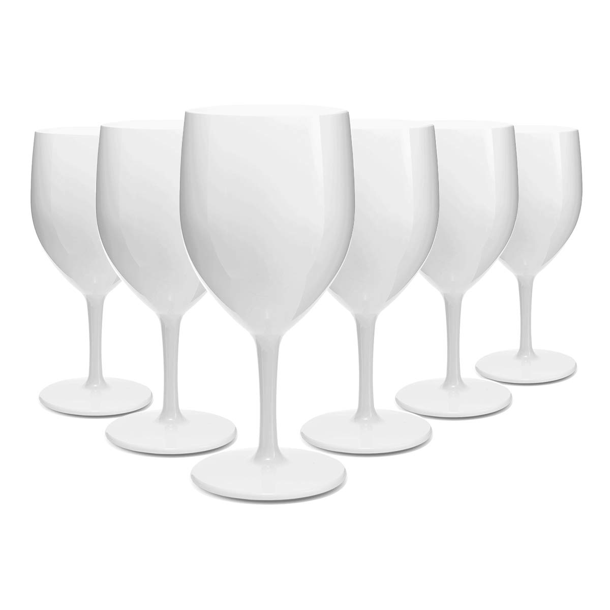 RBDRINKS RB Wine Glasses White Premium Plastic Unbreakable Reusable 25cl, Set of 6