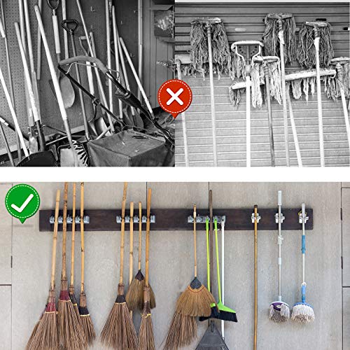 Msbenick Mop and Broom Holder, 3 Pack Broom Organizer Wall Mounted for