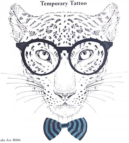 GGSELL GGSELL tattoo size 21CMx22CM(8.27"x8.66") non toxic and waterproof hot selling fashionable gentlemen Leopard with glass tender Leopard temporary tattoo sticker