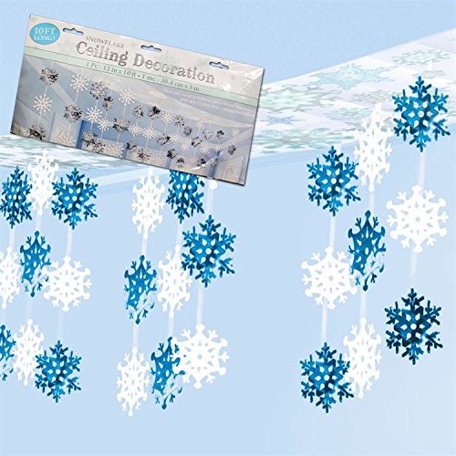 amscan 671015 Blue and White Foil Snowflake Hanging Banner | Christmas Decoration, Metallic Blue/Wh - //coolthings.us