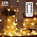 TuoPuLife LED String Lights,33ft 100 Led Waterproof Ball Lights, Battery Powered Starry Fairy Globe String Lights with Remote Timer for Bedroom, Garden, Christmas Tree, Wedding, Party (Warm Light)