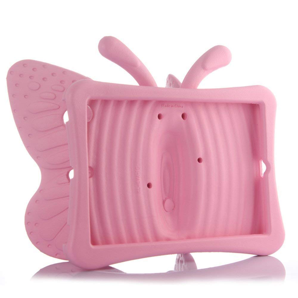UCMDA Kide Case for iPad Mini 5, UCMDA Light Weight Children Shockproof Protection Cover with Butterfly Stand, Prefect for Apple iPad Mini 1 2 3 4 5, Use Safely Durable EVA Foam Material - Pink