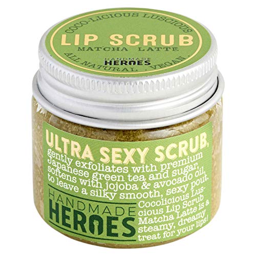 All Natural, Vegan Coconut Lip Scrub - Matcha Latte - Medium Exfoliation & Lip Conditioner, 1.23oz