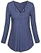 Messic Oversize Shirts Women, Women's Cotton Long Sleeve Round Neck Stretch 1/4 Buttons Polo Shirt(XX-Large,Dark Blue)