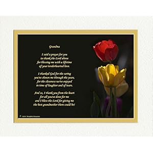 Grandma Gift with Thank You Prayer for Best Grandmother Poem. Red & Yellow Tulips Photo, 8×10 Double Matted. Special…