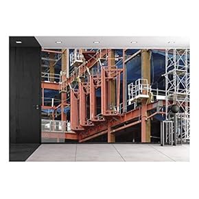 Steel Building Construction Construction Site - Removable Wall Mural | Self-Adhesive Large Wallpaper - 66x96 inches
