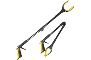 PTFJZ Fish Tank Accessories - 31" Aquarium Tweezers Grabber for Aquarium Landscaping Decoration Grab and Place Garbage Cleanup Foldable Gripper Multi-Function Mobility Aid Reaching Assist Tool(Yellow)