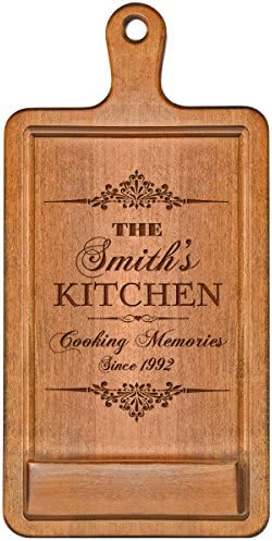 Personalized Cherry iPad Cook Book Recipe Holder with Stand Under Counter for Kitchen with Family Name and Year Established Date Cooking Memories Wedding Gift Ideas for Him Her Couple