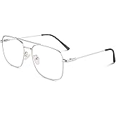 GQUEEN Fake Glasses Women Men Clear Lens Metal Frame UV400 Protection Fashion Retro Pilot Style Eyeglasses
